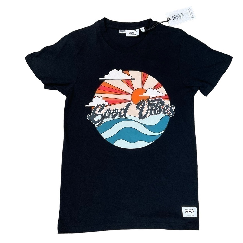 CONSPIRACY by Wesc unisex Max Good Vibes black t-shirt size Women’s S Men’s XS